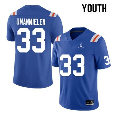 Youth Florida Gators #33 Princely Umanmielen NCAA Nike Blue Throwback Authentic Stitched College Football Jersey YRW2262OV